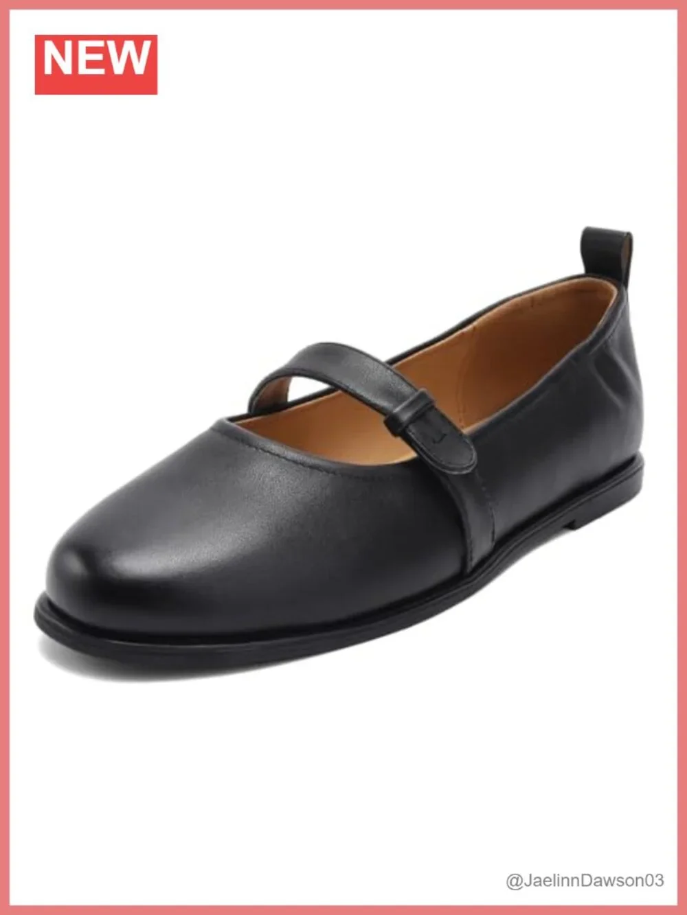 Women's Genuine Leather Mary Jane Flats Round Toe Ballet Shoes with Strap